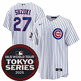 Men's Chicago Cubs #27 Seiya Suzuki White 2025 World Tour Tokyo Series Home Stitched Jersey Dzhi,baseball caps,new era cap wholesale,wholesale hats